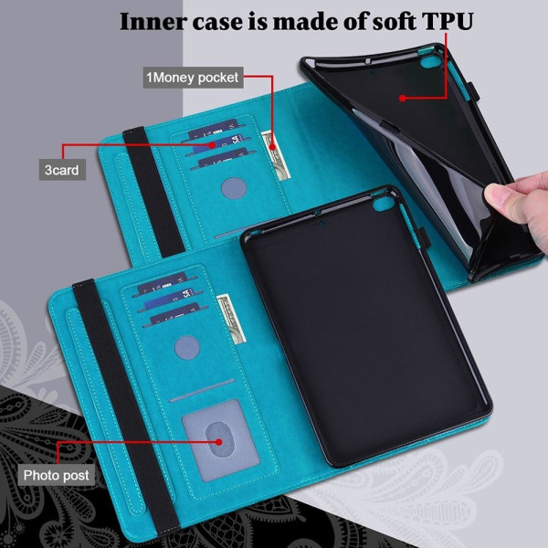 iPad Pro 11 (2021) imprint flower pattern PU leather flip case - Blå