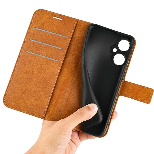 Hållbart konstläder OnePlus Nord CE 3 fodral med plånbok - Gul Gul