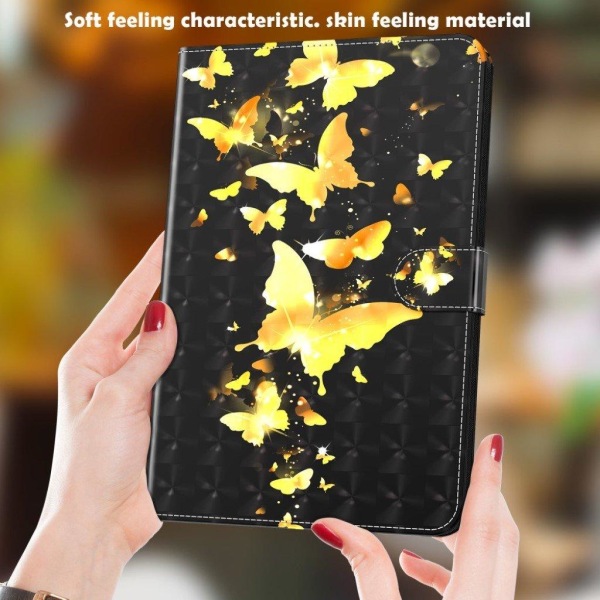 Lenovo Tab M10 pattern leather flip case - Gold Butterfly Gold