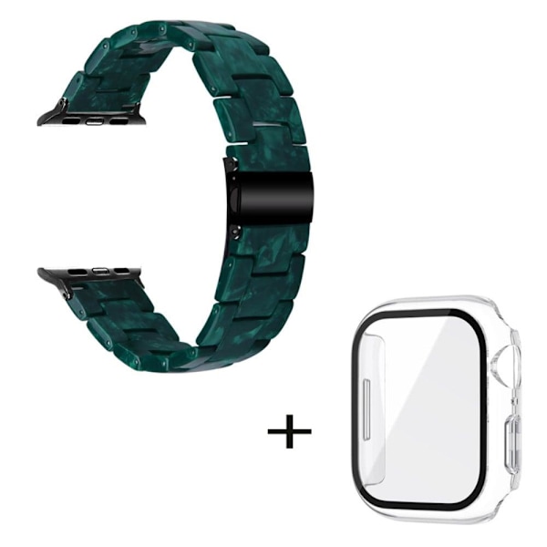Apple Watch SE 2022 (40mm) 3 helmen hartsityylinen kelloranneke kirkkaalla suojuksella - Mustanvihreä Green