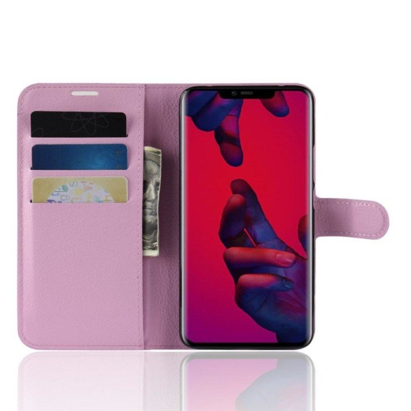 Huawei Mate 20 Pro liitsihedelmä jyvä rakenne pintainen synteetti nahkainen lompakko suojakotelo magneetti lukolla - Pinkki Pink