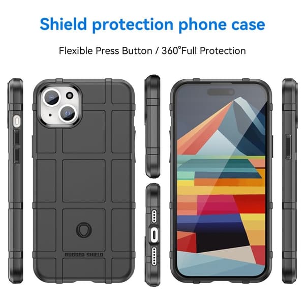 Rugged Shield Suojakotelo iPhone 15 Plus - Musta Black