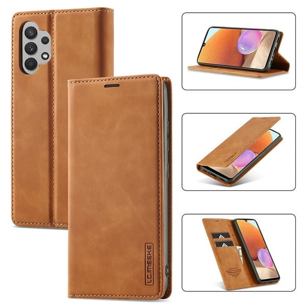 LC.Imeeke Samsung Galaxy A32 5G Lær Etui - Brun Brown