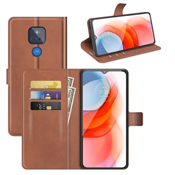 Wallet-style Læder Etui til Motorola Moto G Play (2021) - Lysebrun Brown