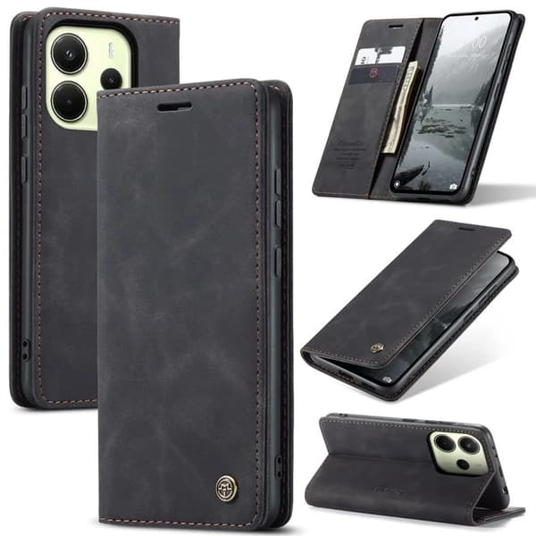 CaseMe Xiaomi Redmi Note 14 5G vintage etui - Sort Black