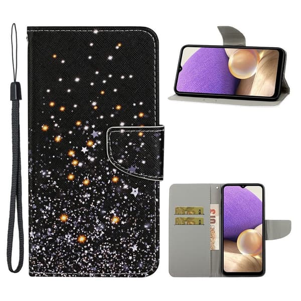 Wonderland Samsung Galaxy A32 Läppäkotelo - Glittery Element Black