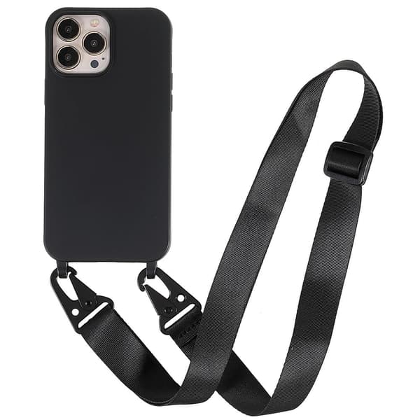 Ohut TPU-kotelo, jossa on mattapinta ja säädettävä hihna iPhone 13 Pro Max - Musta Black