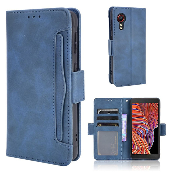 Modern-styled Læder Pung Etui til Samsung Galaxy Xcover 5 - Blå Blue