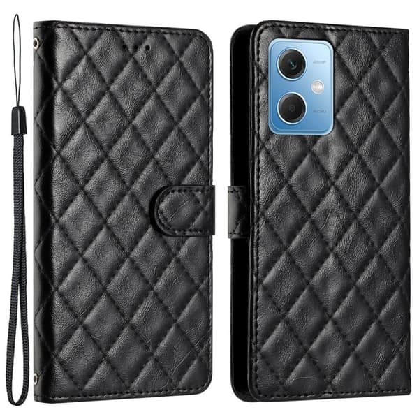 Toimiva rombinen lompakkokotelo Xiaomi Poco X5 / Xiaomi Redmi Note 12 - Musta Black