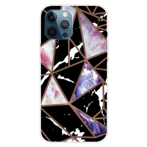 Marmormotiv iPhone 15 Pro Max skal - Svart / Rosa / Blå Svart