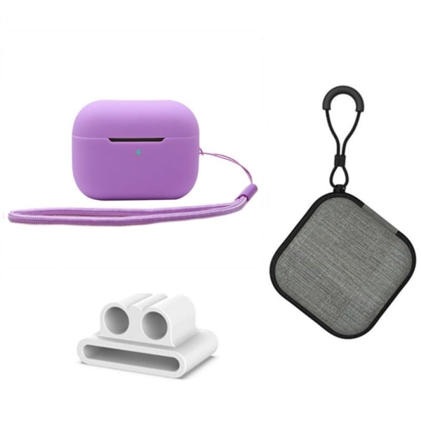 AirPods Pro 2 silicone case with storage box and holder - Purple Purple