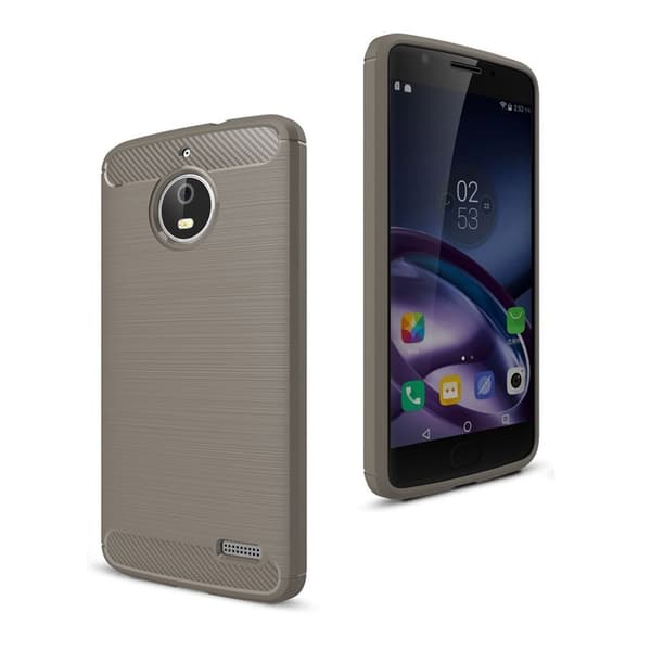 Motorola Moto E4 Karbonfiber Børstet TPU Etui - Grå Silver grey