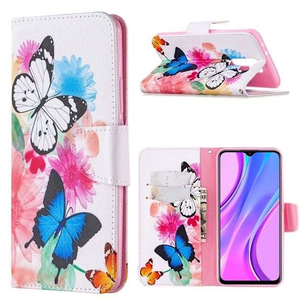 Wonderland Xiaomi Redmi 9 Läppäkotelo - Perhonen Multicolor