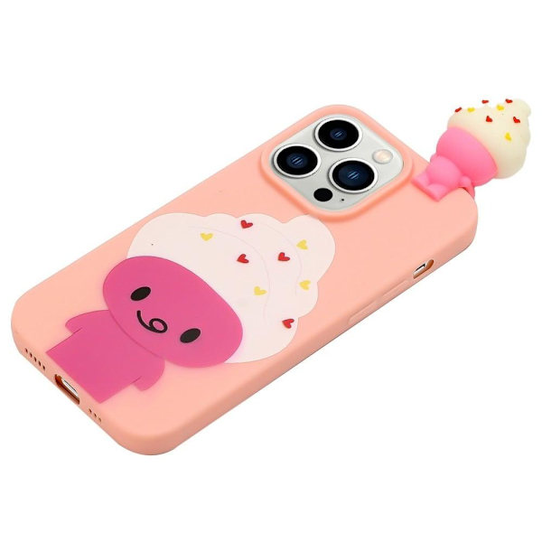 Cute 3D iPhone 14 Pro skal - Rosa Rosa