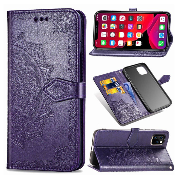 Mandala iPhone 11 Pro læderetui - Lilla Purple