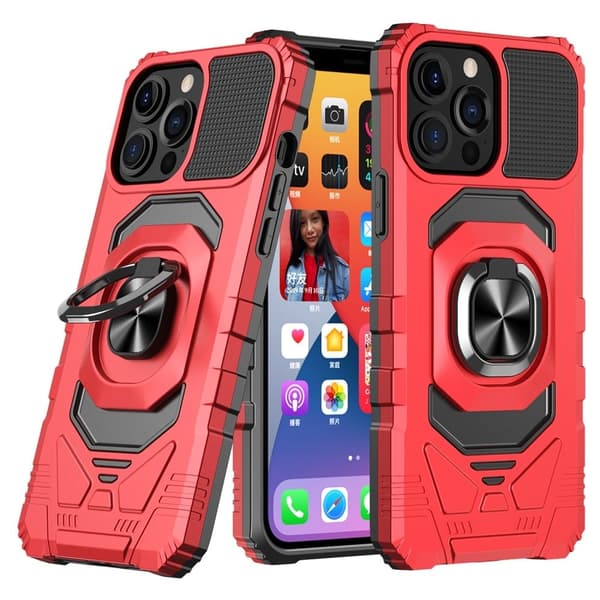 Slidstærkt iPhone 11 Pro cover i hård plast med blød inderside og kickstand - Rød Red