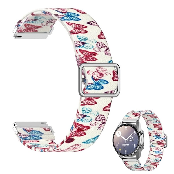 22mm Universal pattern printing nylon watch band - Butterfly multifärg