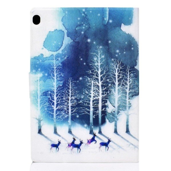 Lenovo Tab M10 pattern printing leather case - Forest and Elk Blue