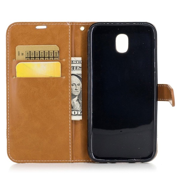 Samsung Galaxy J5 (2017) moderni farkkukangaskotelo - Khaki Brown