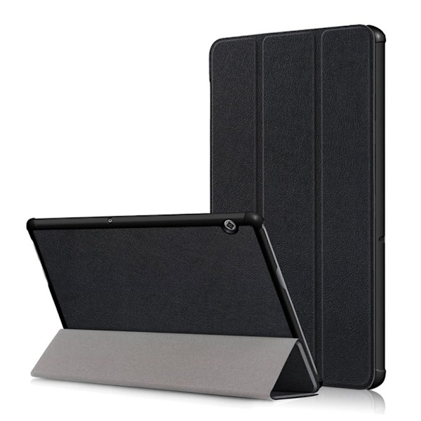Huawei MediaPad T5 tablettiin taivutettava synteetti nahkainen suojaava kuori - Musta Black