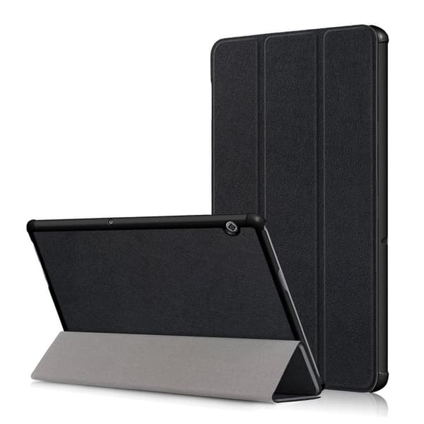 Huawei Mediapad T5 Tri-Fold Lær Flip Etui - Svart Black
