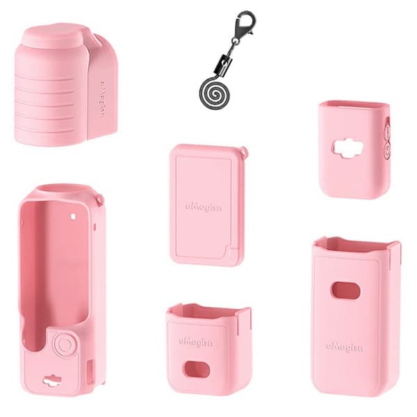 AMAGISN DJI Osmo Pocket 3 Silicone Protective Case Lens Cap Gimbal Guard Accessory - Pink Pink