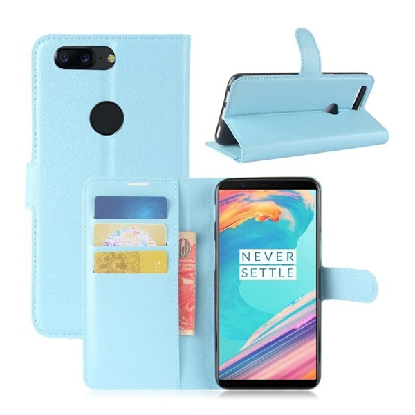 OnePlus 5T Stilrent skinn fodral - Blå Blå