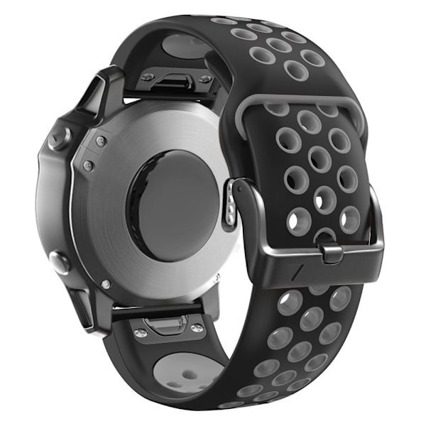 26 mm dobbeltfarvet silikonerem til Garmin- og Coros-ure - Sort / Grå Silver grey