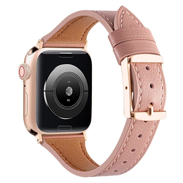 Apple Watch Series 8 (41mm) klockarmband i äkta läder - Mörkrosa Rosa