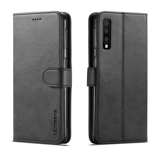 LC.IMEEKE Samsung Galaxy A7 (2018) læder flip etui - Sort Black