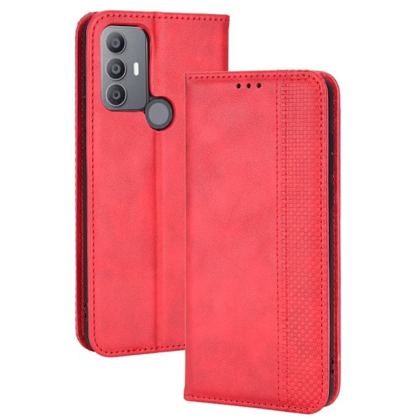 Bofink Vintage TCL 30 SE / TCL 30E / TCL 306 / TCL 305 / Sharp Aquos V6 / Sharp Aquos V6 Plus nahkakotelo - Punainen Red