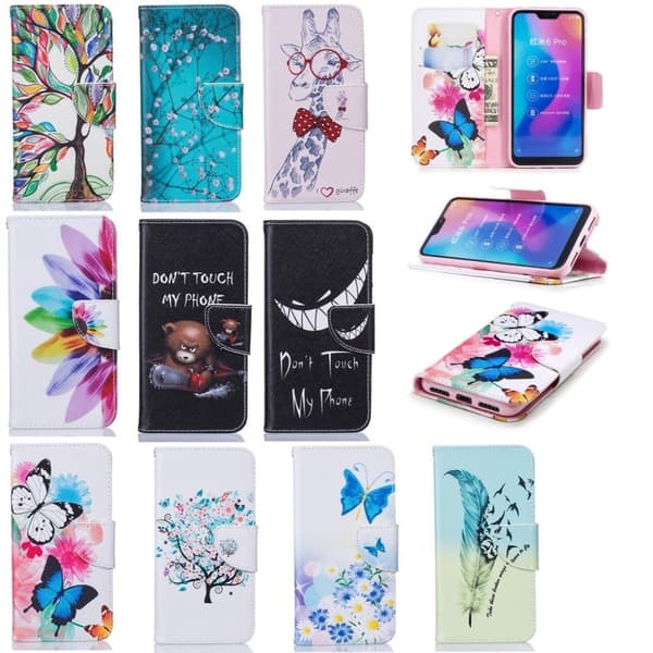 Wonderland Xiaomi Mi A2 Lite veske - Sommerfugl og blomst Multicolor