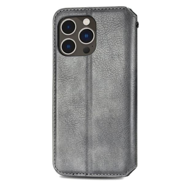 iPhone 14 Pro læderetui med stilfuldt rombe aftryk - Sølv/Grå Silver grey