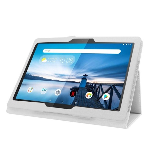 Lenovo Tab M10 läderfodral med litchi-textur - Vit Vit