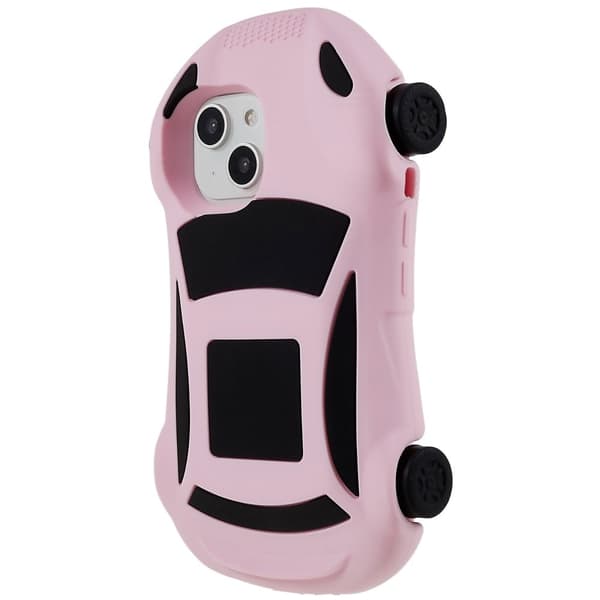 iPhone 14 Plus søtt silikondeksel i racerbilstil - Rosa Pink