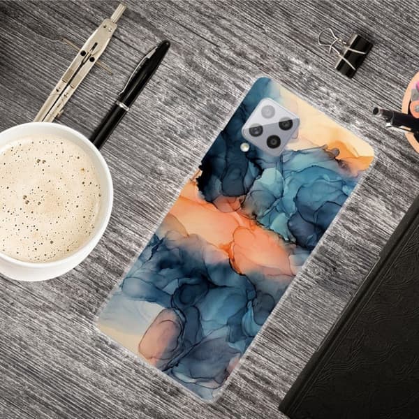 Marmormotiv Samsung Galaxy A42 5G skal - Orange Mellan De Blå multifärg