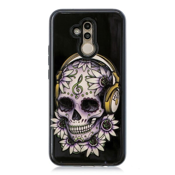 Huawei Mate 20 Lite kohokuviollinen hybriidi muovinen takasuoja kuori - Kallo Ja Kukat Multicolor