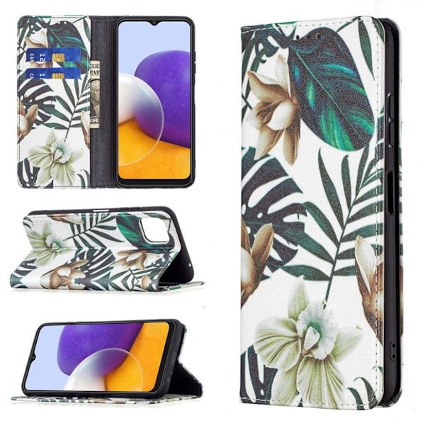 Wonderland Samsung Galaxy A22 5G Läppäkotelo - Leaves Multicolor