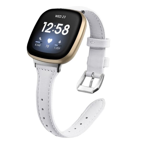 Fitbit Versa 3 T-Shape ægte læder rem - lysegrå Silver grey