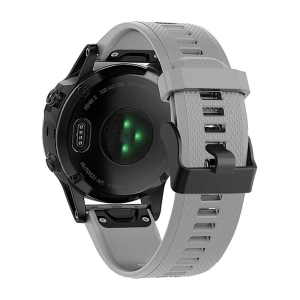 Garmin Fenix 7 justerbar silikonerem med sort spænde - Grå Silver grey