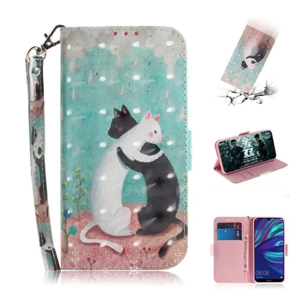 Huawei P30 Lite spotlys læderetui - To Katte Multicolor