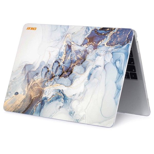 HAT PRINCE MacBook Pro 16 (A2141) cover med streamer-lysmønster - Blålig Hvid Og Gyldne Gløder White