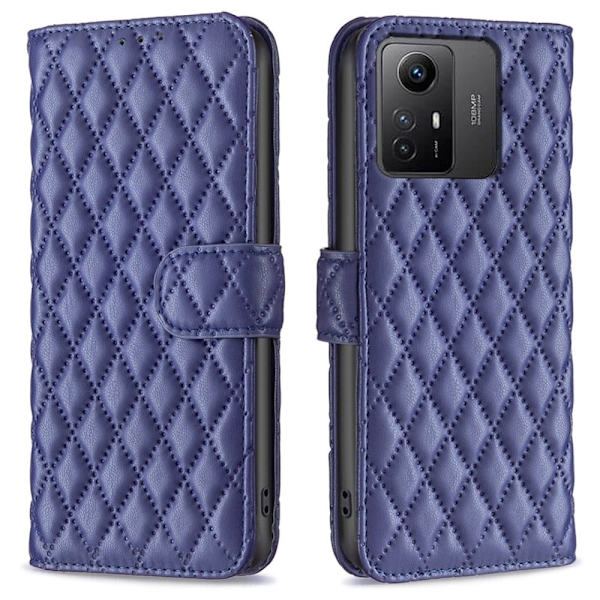Rhombus mat Xiaomi Redmi Note 12S flip etui - Blå Blue