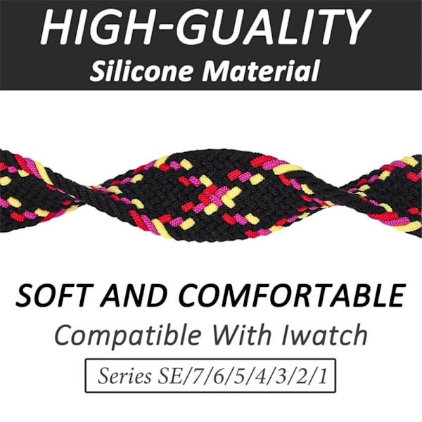 Apple Watch Series 8 (45mm) / Watch Ultra elastinen nylonkellohihna - Musta / Keltainen / Punainen Koko: Xl Red