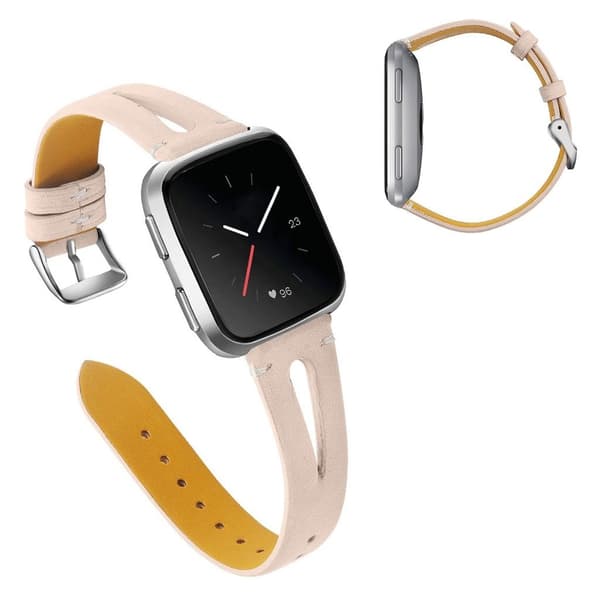 Urrem i ægte læder til Fitbit Versa - Aprikos Beige