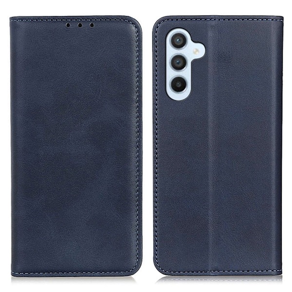Flip Etui med Pung i Ægte Læder til Samsung Galaxy A24 4G - Blå Blue