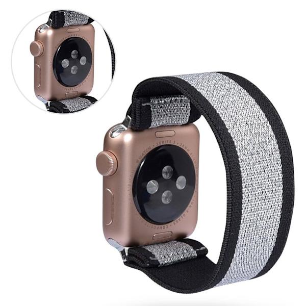 Apple Watch Series 5 / 4 44mm nylon-urrem - Sort / Grå Silver grey