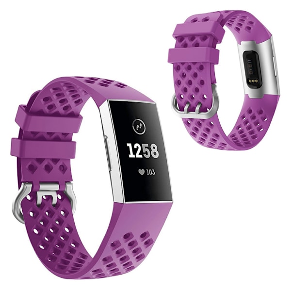 Fitbit Charge 4 / 3 square hole silicone watch band - Purple Lila