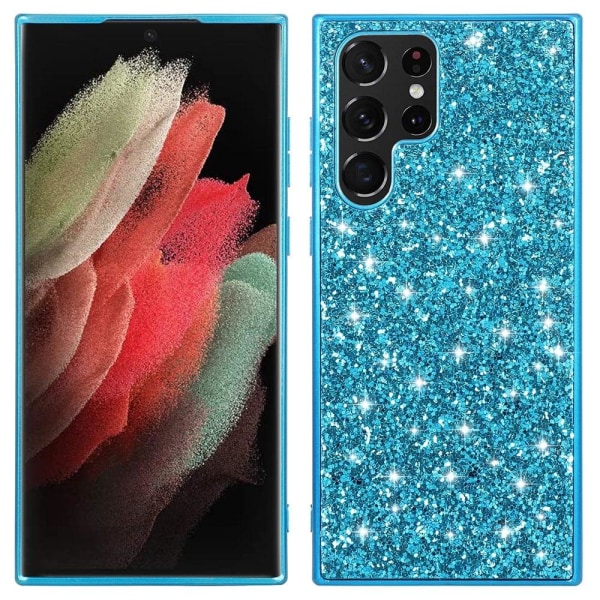 Glitter Samsung Galaxy S22 Ultra kotelot - Sininen Blue