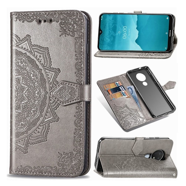Mandala Nokia 7.2 / 6.2 Flip kotelot - Harmaa Silver grey